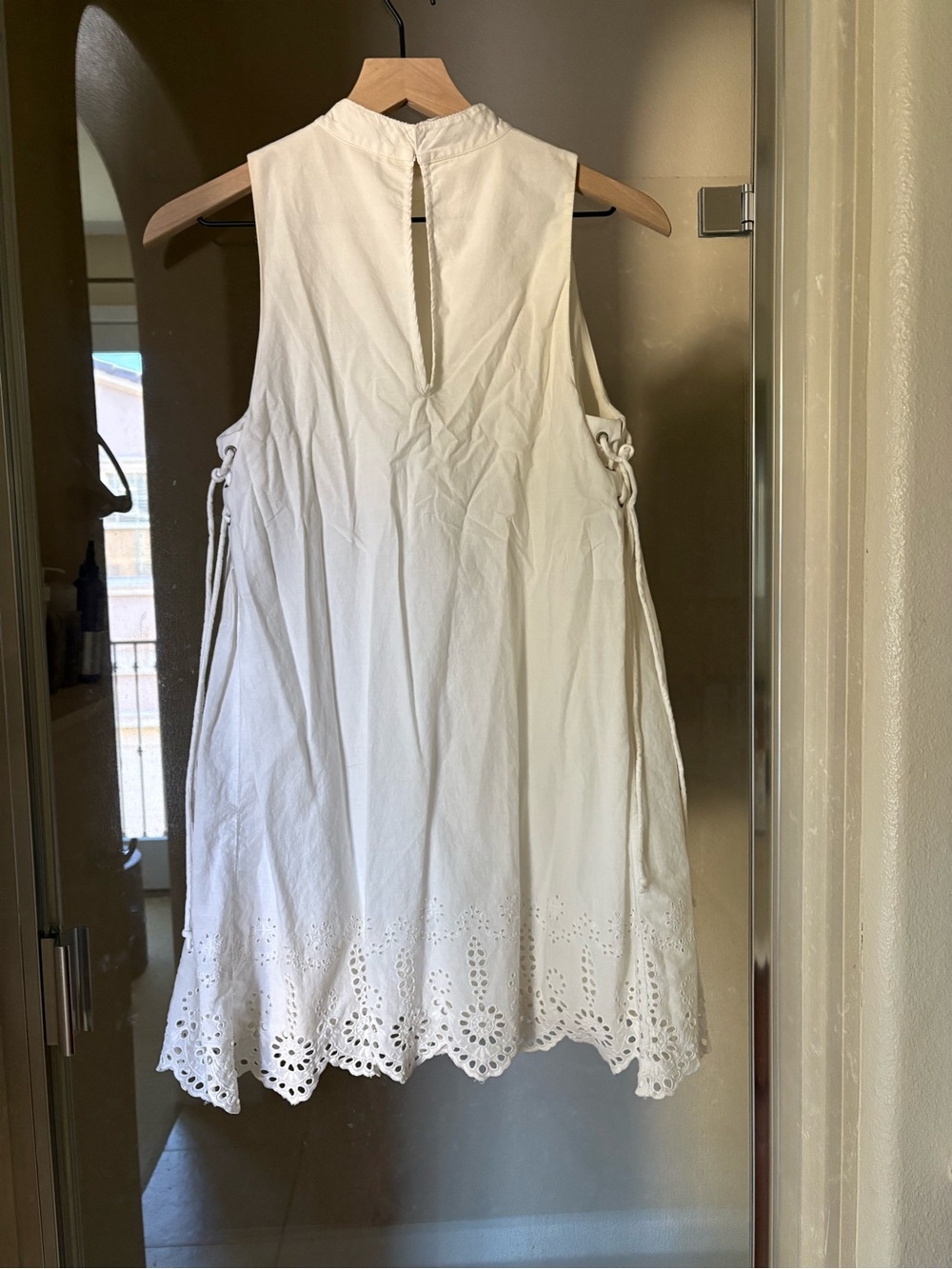 BCBG White Eyelet Hem Sleeveless Dress - Picture 2 of 4